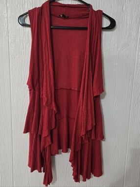 New Directions Open Stretchy Lightweight Cardigan Sleeveless Women M Red Wine